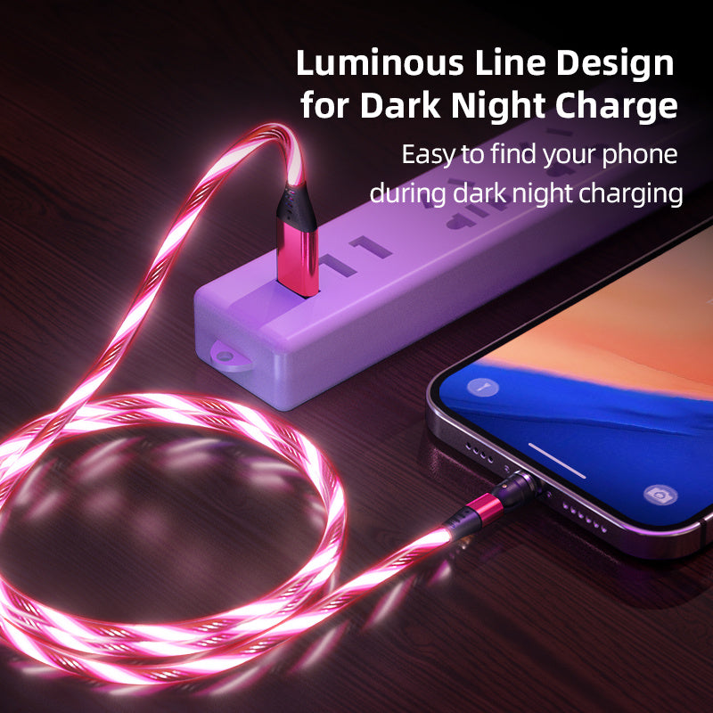GlowHack™ RGB Magnetic Charging Cable – 540° Fast Snap Rotation (3-in-1 | 2m)