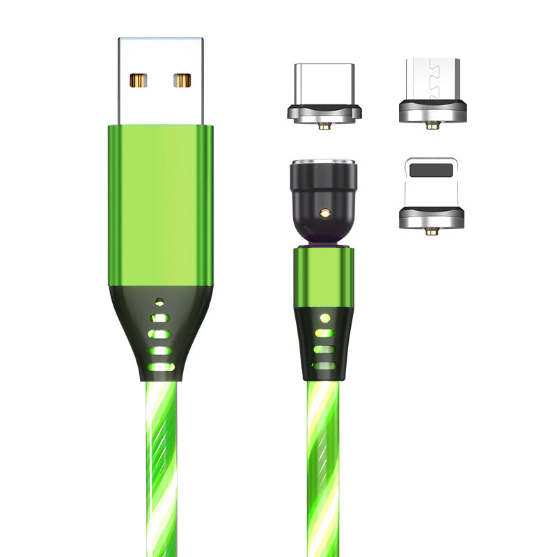 GlowHack™ RGB Magnetic Charging Cable – 540° Fast Snap Rotation (3-in-1 | 2m)