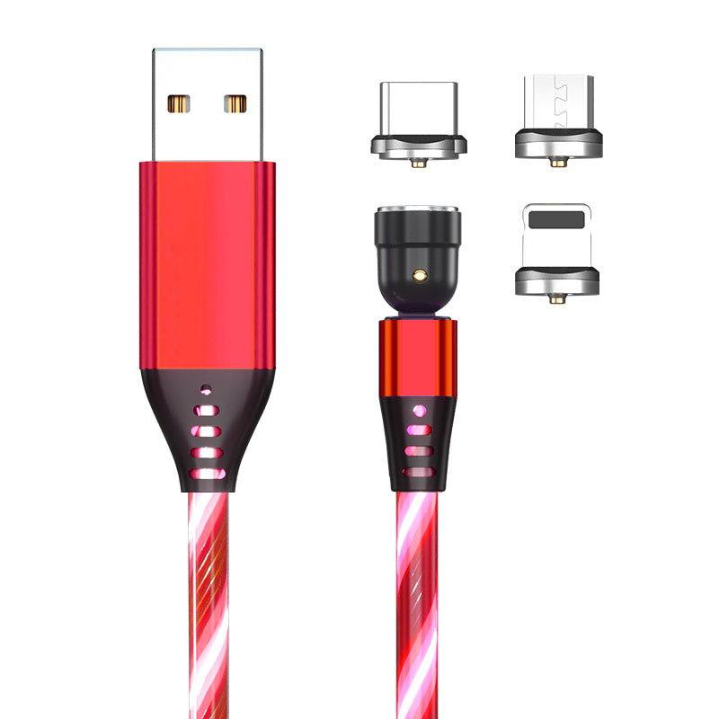 GlowHack™ RGB Magnetic Charging Cable – 540° Fast Snap Rotation (3-in-1 | 2m)