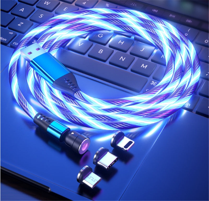 GlowHack™ RGB Magnetic Charging Cable – 540° Fast Snap Rotation (3-in-1 | 2m)