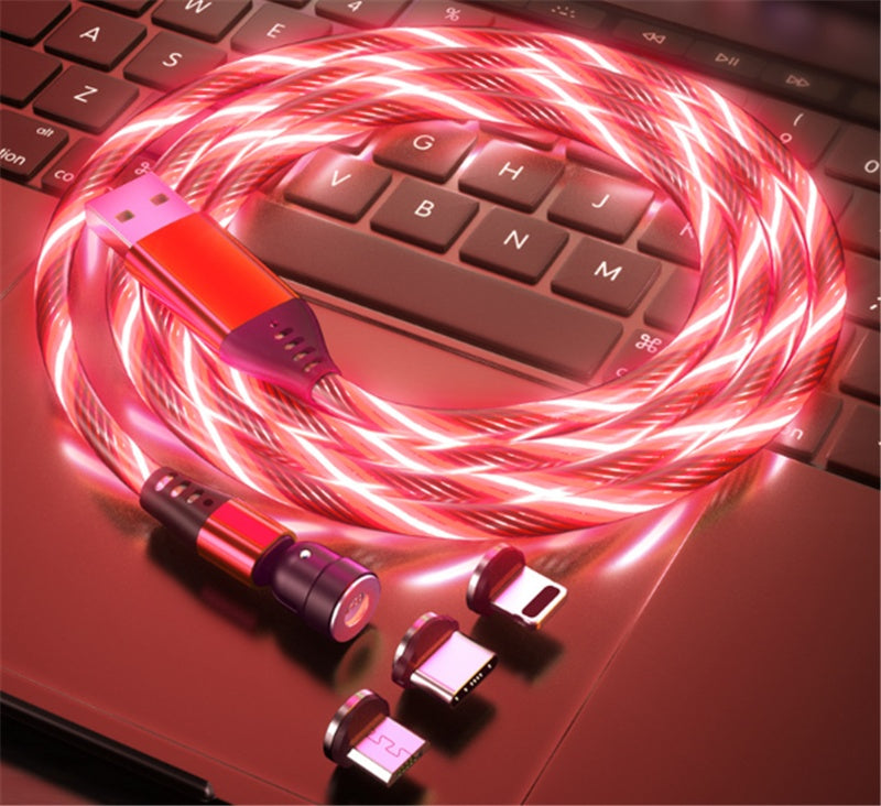 GlowHack™ RGB Magnetic Charging Cable – 540° Fast Snap Rotation (3-in-1 | 2m)