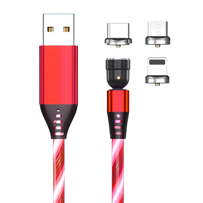 GlowHack™ RGB Magnetic Charging Cable – 540° Fast Snap Rotation (3-in-1 | 2m)